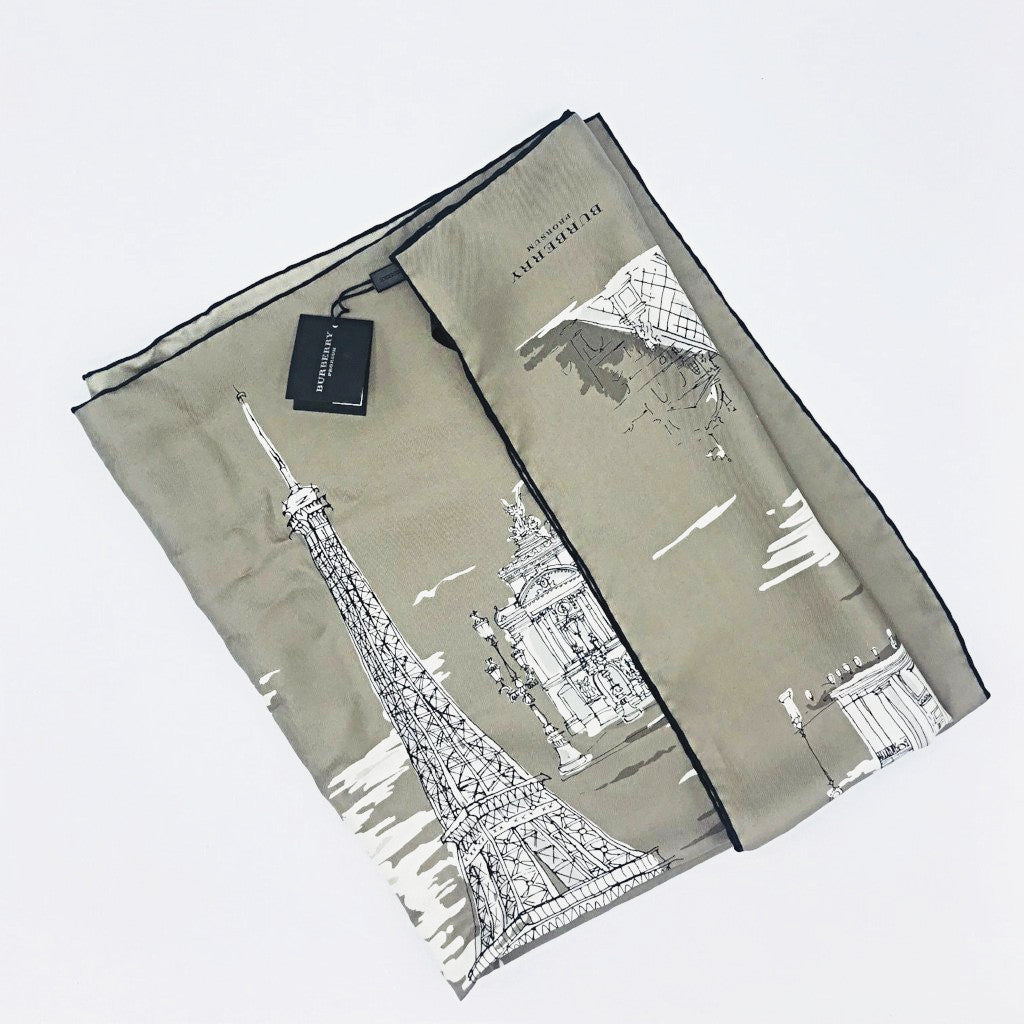Burberry Silk Scarf Paris landmarks - CHIC Kuwait Luxury Outlet