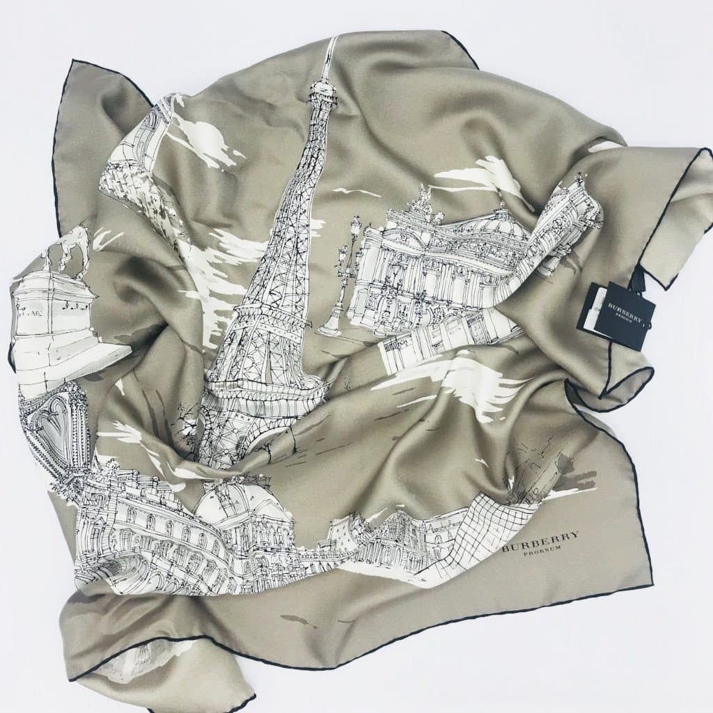Burberry Silk Scarf Paris landmarks - CHIC Kuwait Luxury Outlet