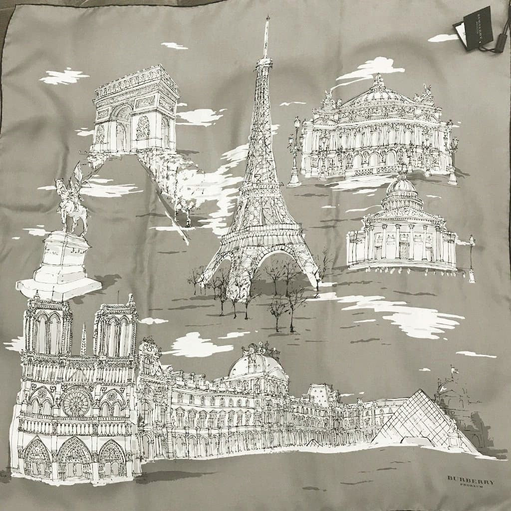 Burberry Silk Scarf Paris landmarks - CHIC Kuwait Luxury Outlet