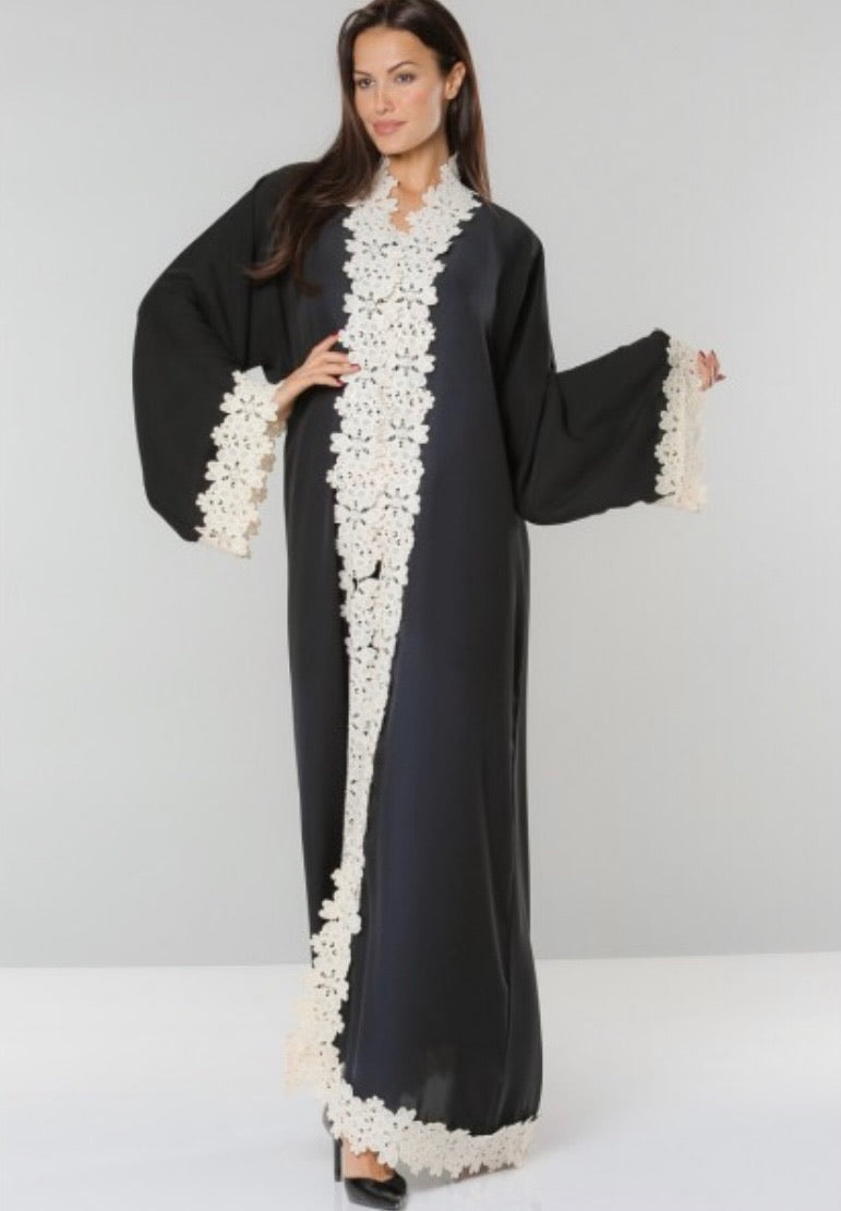 Wide Sleeve Flower embroidery Abaya