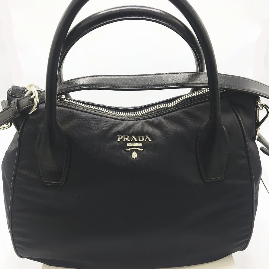 Prada Black Tessuto Nylon & Soft Calf Tote - CHIC Kuwait Luxury Outlet