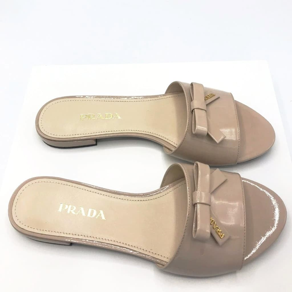 Prada Sandals Patent Leather Flats - CHIC Kuwait Luxury Outlet