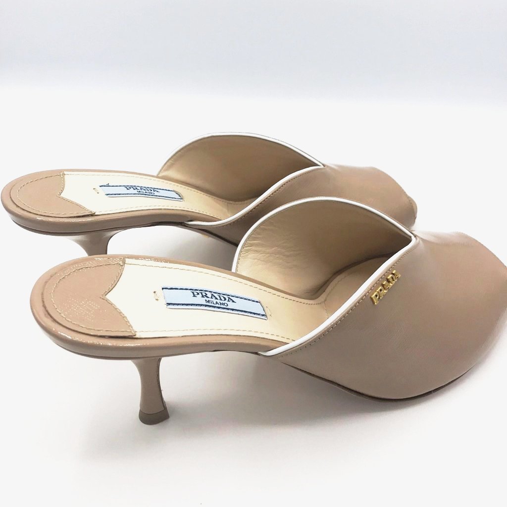 Prada Leather Sandals Heeled beige - CHIC Kuwait Luxury Outlet