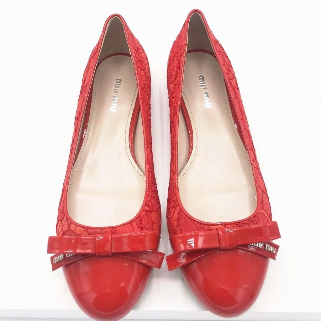 Miu Miu Patent Leather Ballet Flats - CHIC Kuwait Luxury Outlet