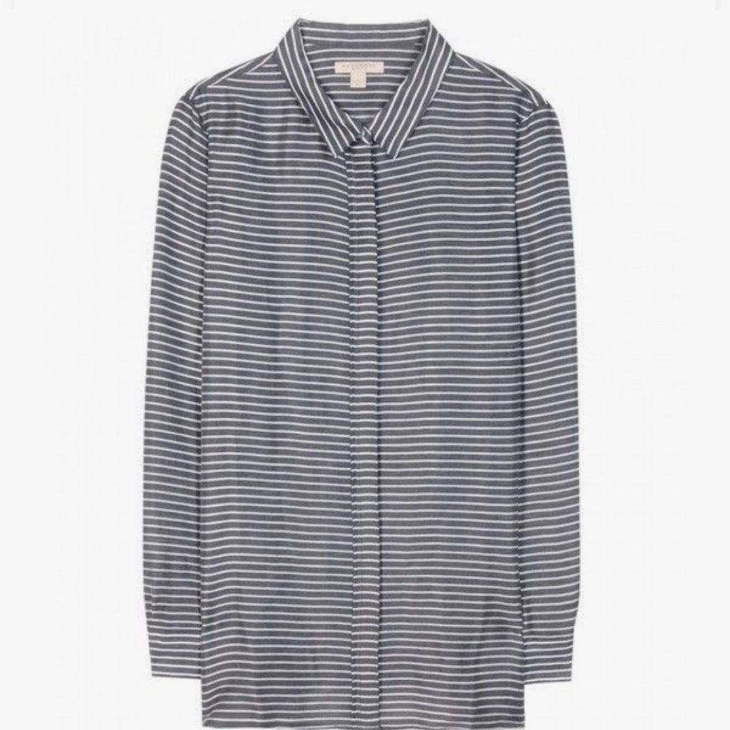 Burberry BRIT Striped Silk-blend Shirt - CHIC Kuwait Luxury Outlet