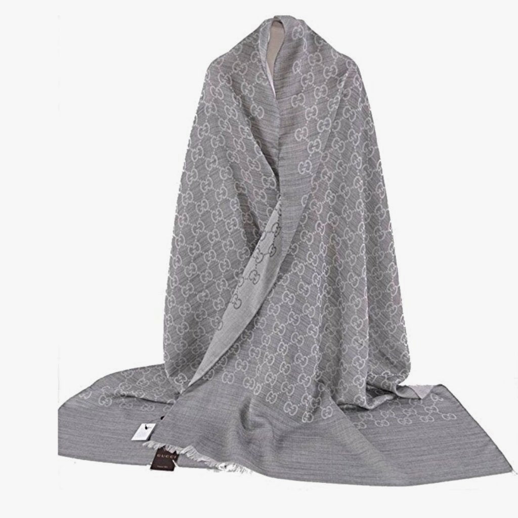 Gucci GG Wool Scarf Grey/Fushia Large size - CHIC Kuwait Luxury Outlet