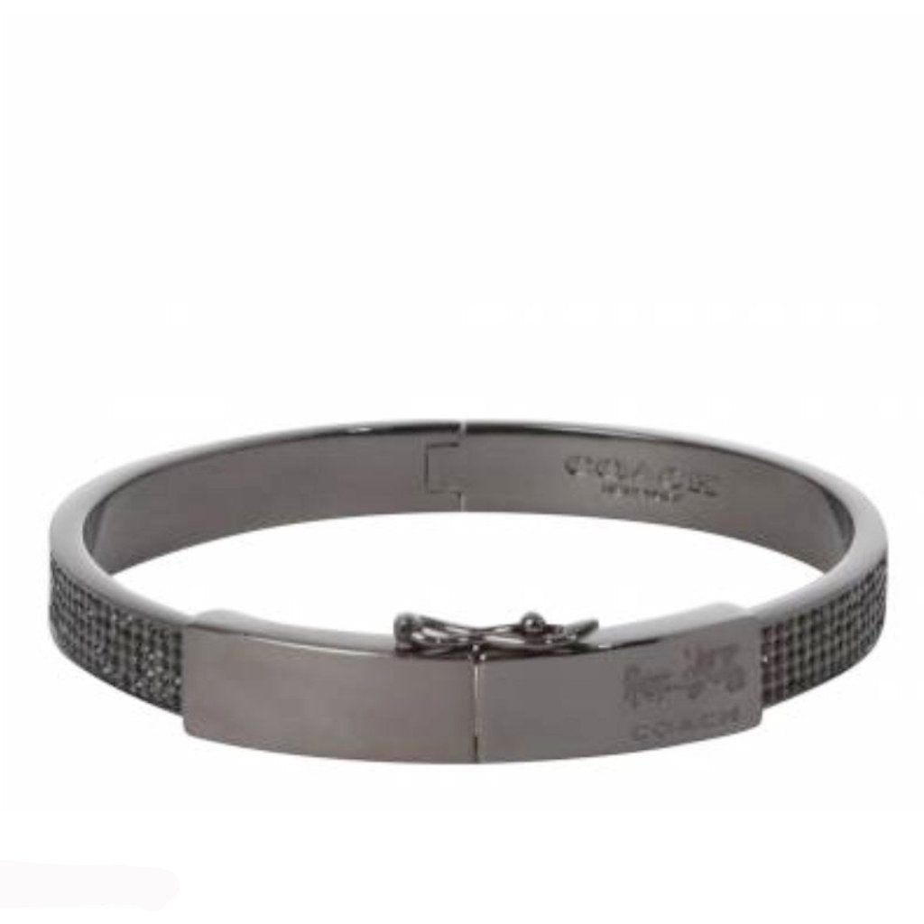 Coach Black Pave Plaque Hinged Bangle - CHIC Kuwait Luxury Outlet