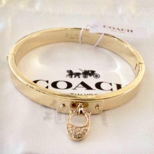 Coach Gold Bangle Hanging Logo - CHIC Kuwait Luxury Outlet
