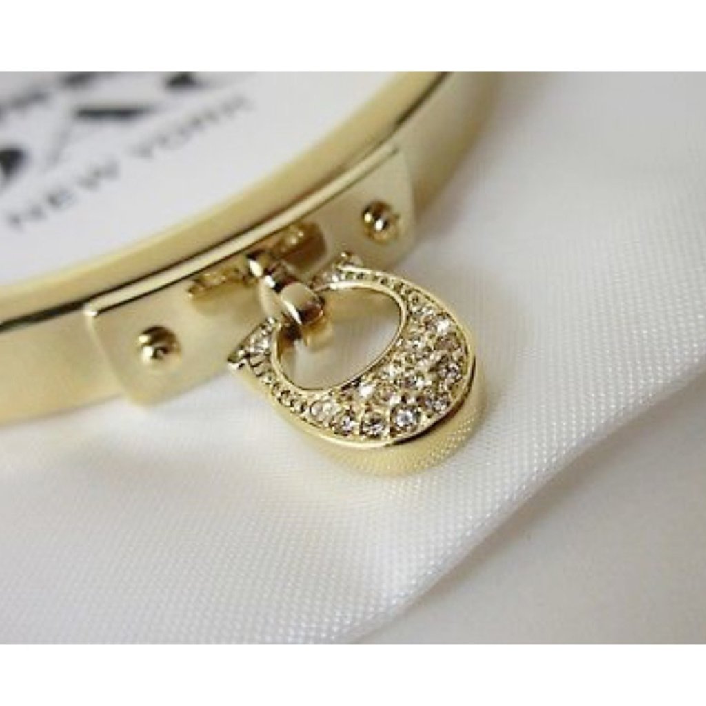 Coach Gold Bangle Hanging Logo - CHIC Kuwait Luxury Outlet
