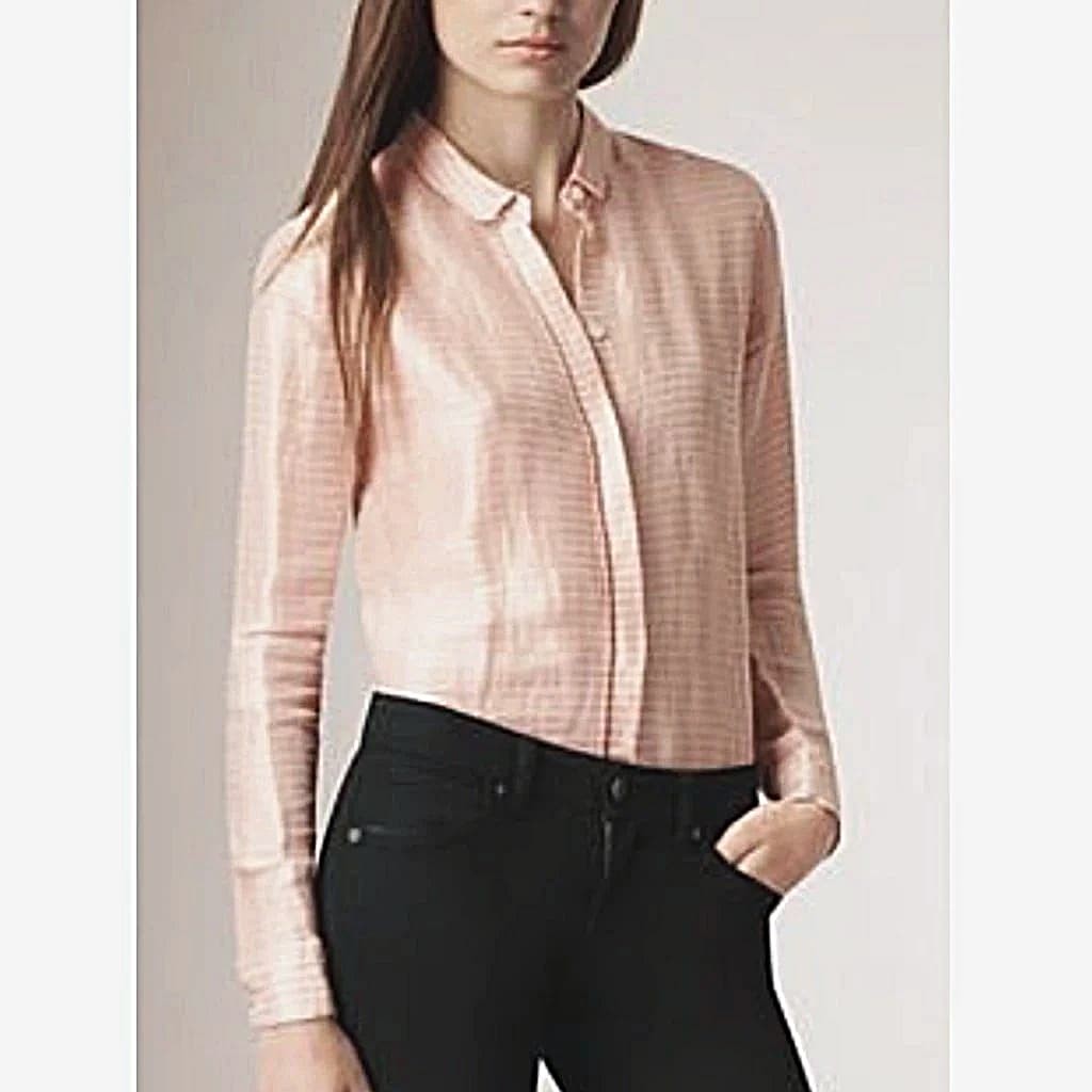 Burberry BRIT Striped Silk-blend Shirt Pink - CHIC Kuwait Luxury Outlet