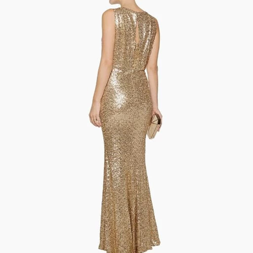 Badgley Mischka Draped Sequined Tulle Gown - CHIC Kuwait Luxury Outlet