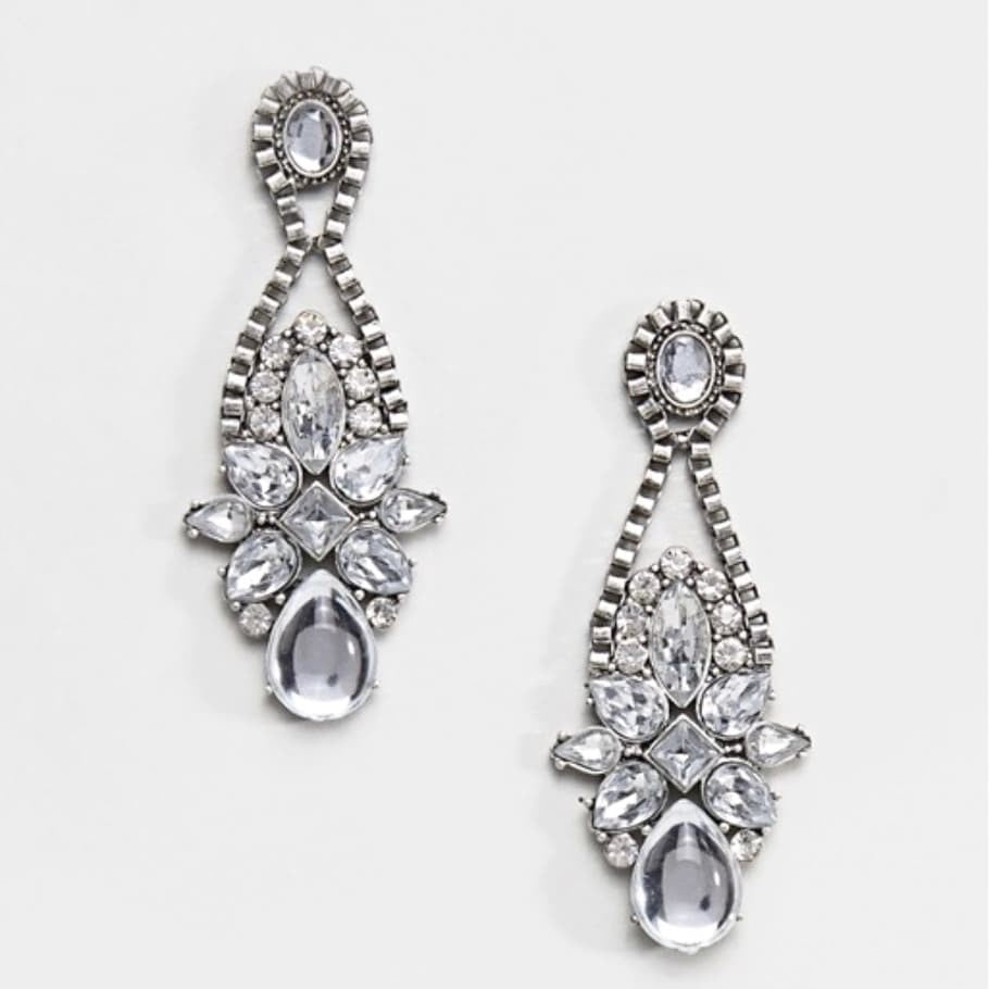 Pewter Stone Statement Earrings - chickuwait.com