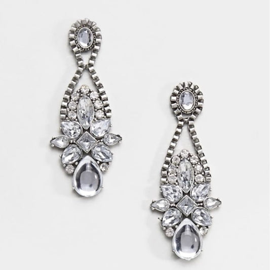 Pewter Stone Statement Earrings - chickuwait.com