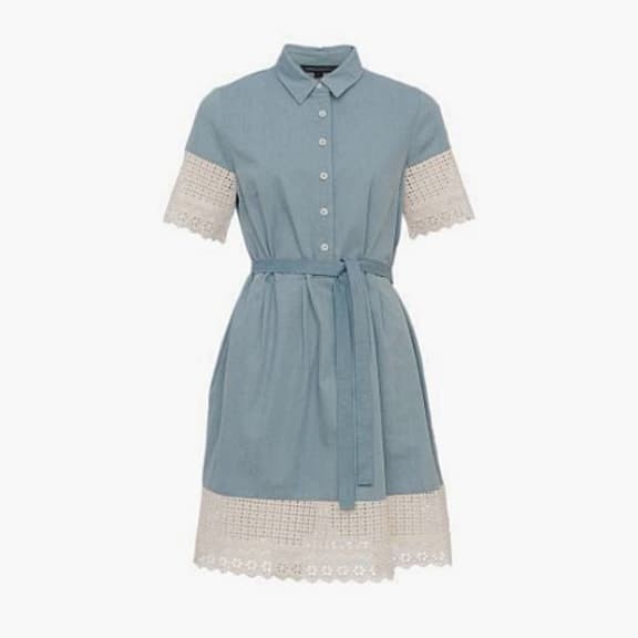 French Connection Pale Blue Lace Cotton Dress CHIC Kuwait Luxury Outlet French Connection Pale Blue Lace Cotton Dress CHIC Kuwait Luxury Outlet