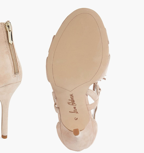 Sam Edelman Suede Nude Azela Lace up Sandals - CHIC Kuwait Luxury Outlet