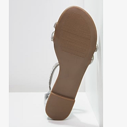 Steve Madden Flat Sandals Strass Silver - CHIC Kuwait Luxury Outlet