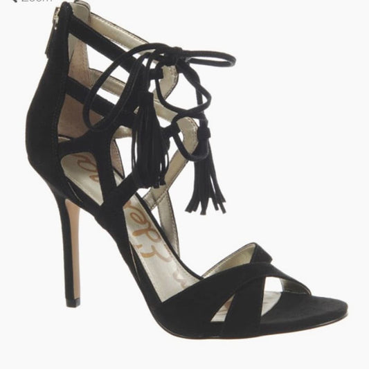 Sam Edelman Suede Black Azela Lace Up Sandals - CHIC Kuwait Luxury Outlet