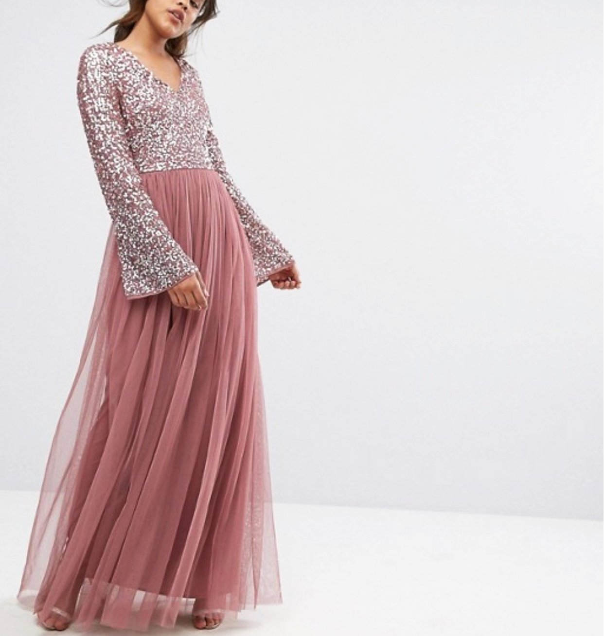 maya sequin tulle dress Maya Black Sequin & Frill Long Sleeve Tulle Maxi Dress Maya Deluxe