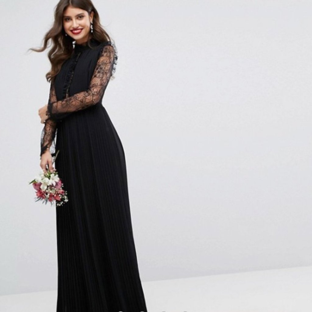 tfnc high neck pleated maxi dress