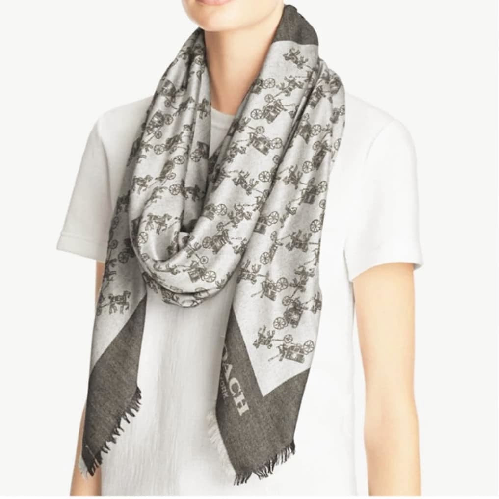 Coach Horse & Carriage Oversized Scarf Grey - chickuwait.com