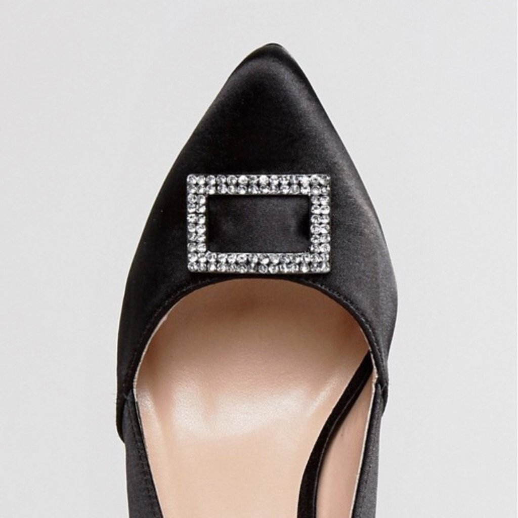 London Rebel Black Satin Heels - CHIC Kuwait Luxury Outlet