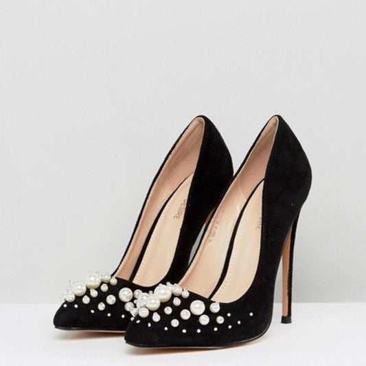 Public Desire Black Pearl Court Shoes - CHIC Kuwait Luxury Outlet