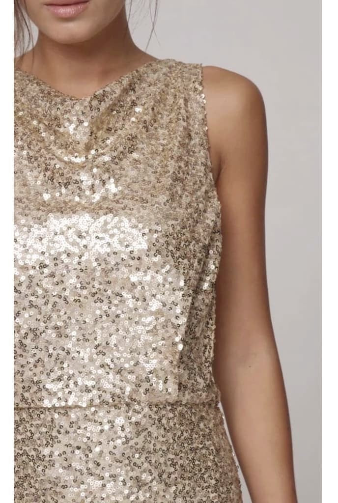 Badgley Mischka Draped Sequined Tulle Gown - CHIC Kuwait Luxury Outlet