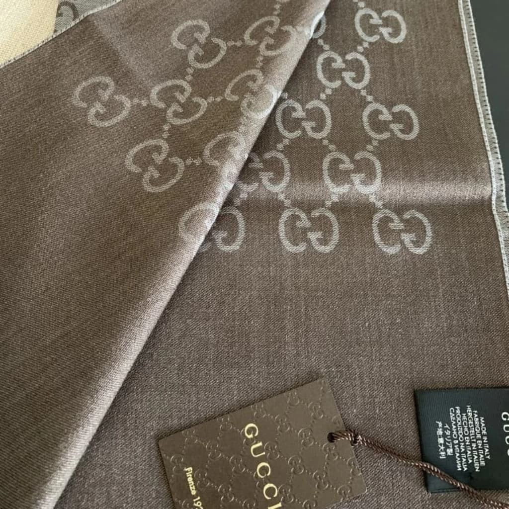 Gucci GG Wool Scarf Dark Brown - chickuwait.com