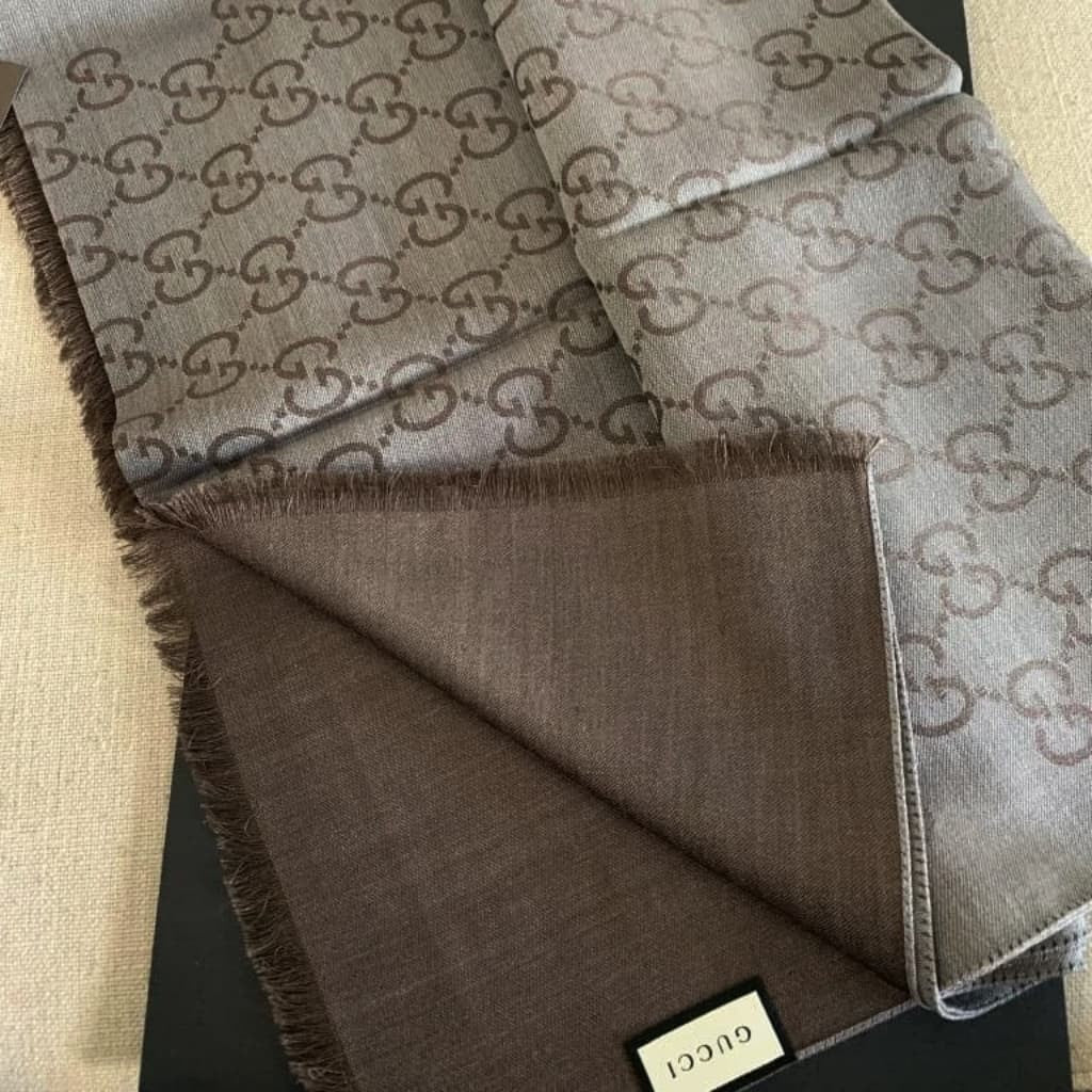Gucci GG Wool Scarf Dark Brown - chickuwait.com