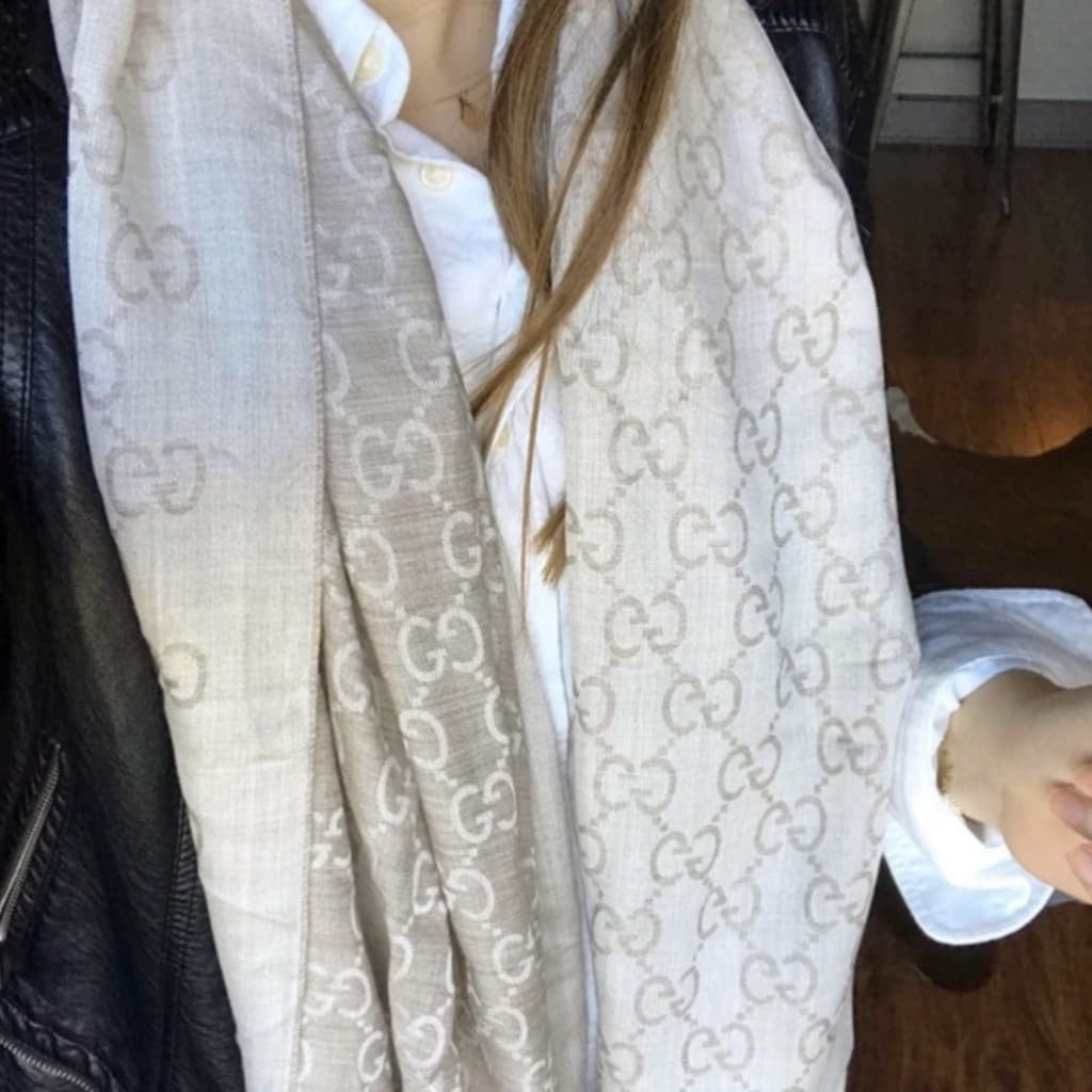 Gucci GG Wool Scarf Beige - chickuwait.com