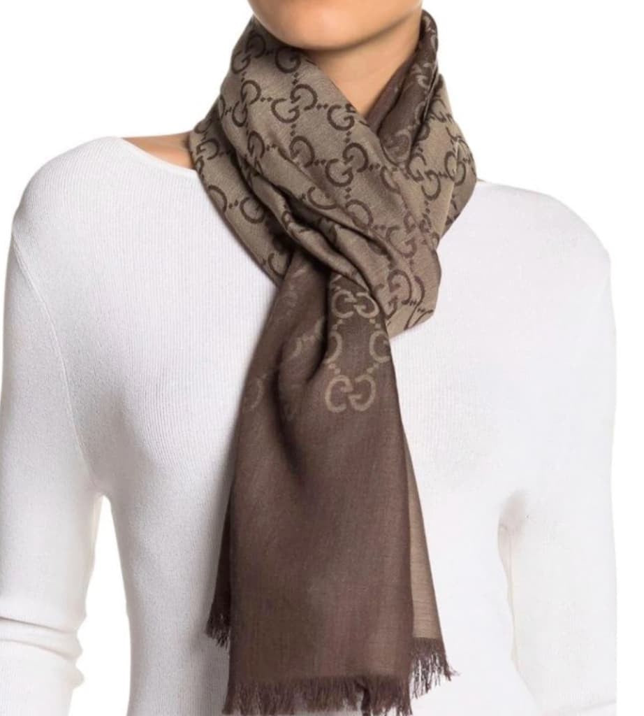 Gucci GG Wool Scarf Dark Brown - chickuwait.com