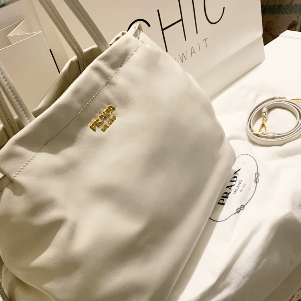 Prada Talco Vitello Soft calf Leather Tote - CHIC Kuwait Luxury Outlet