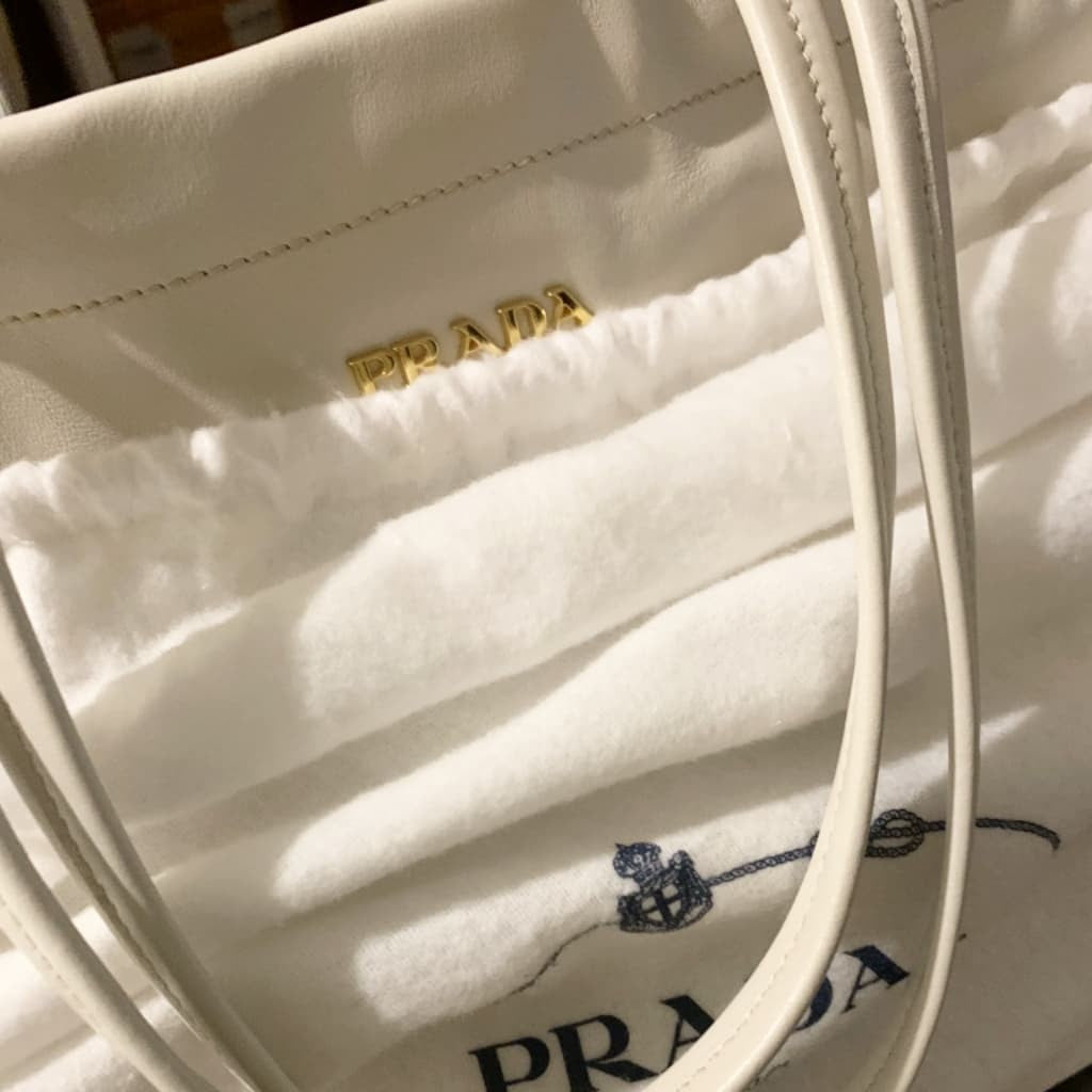 Prada Talco Vitello Soft calf Leather Tote - CHIC Kuwait Luxury Outlet