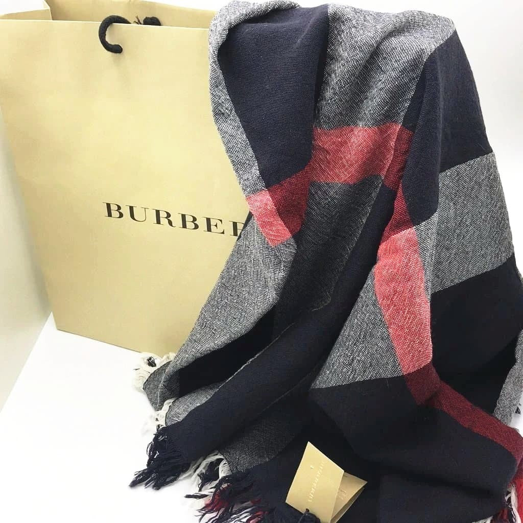 Burberry Check Scarf Navy - chickuwait.com