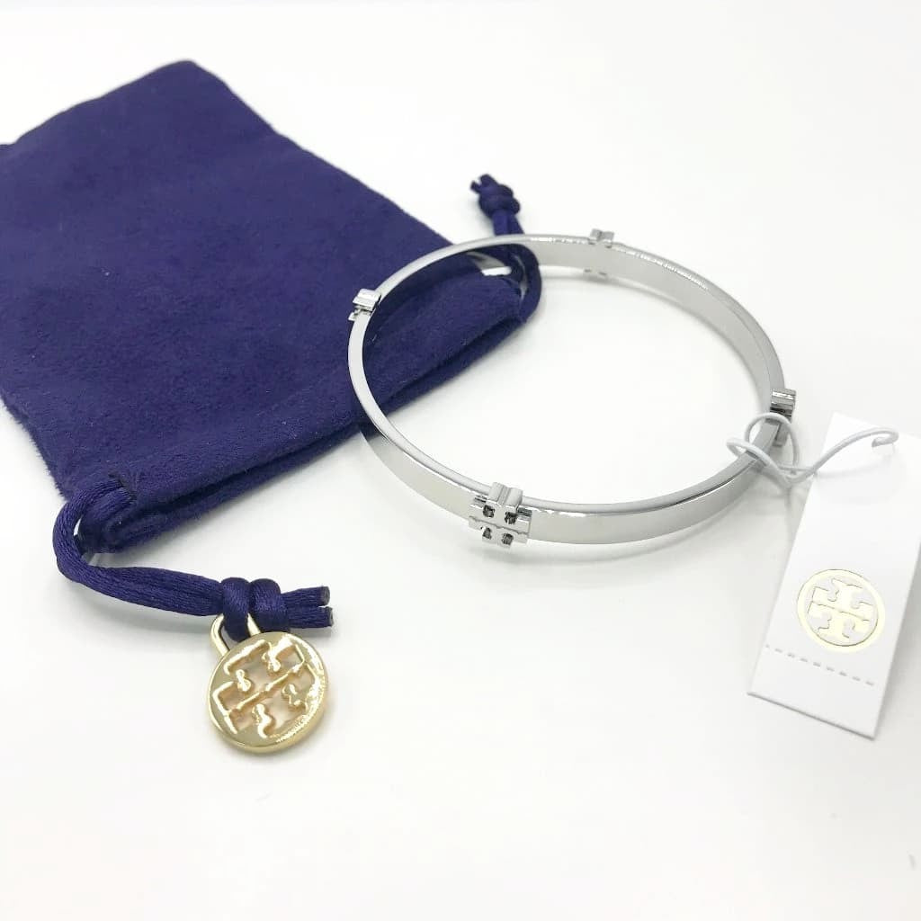 Tory Burch Logo Bangle Silver - chickuwait.com