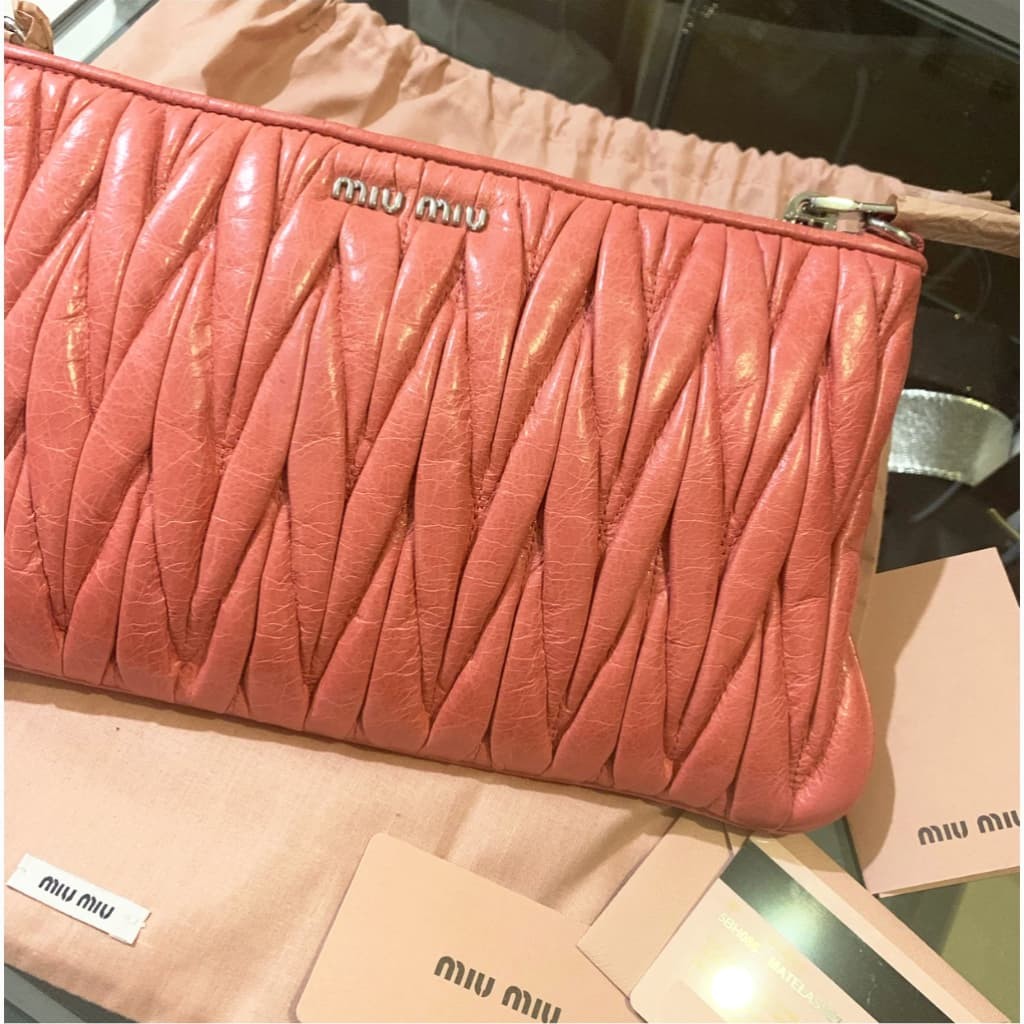 Miu Miu Matelasse Leather Clutch - CHIC Kuwait Luxury Outlet