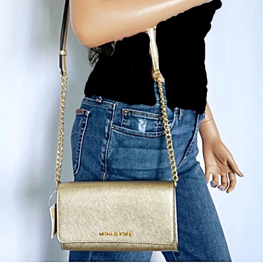 Michael Kors Jet Set Crossbody Gold - CHIC Kuwait Luxury Outlet
