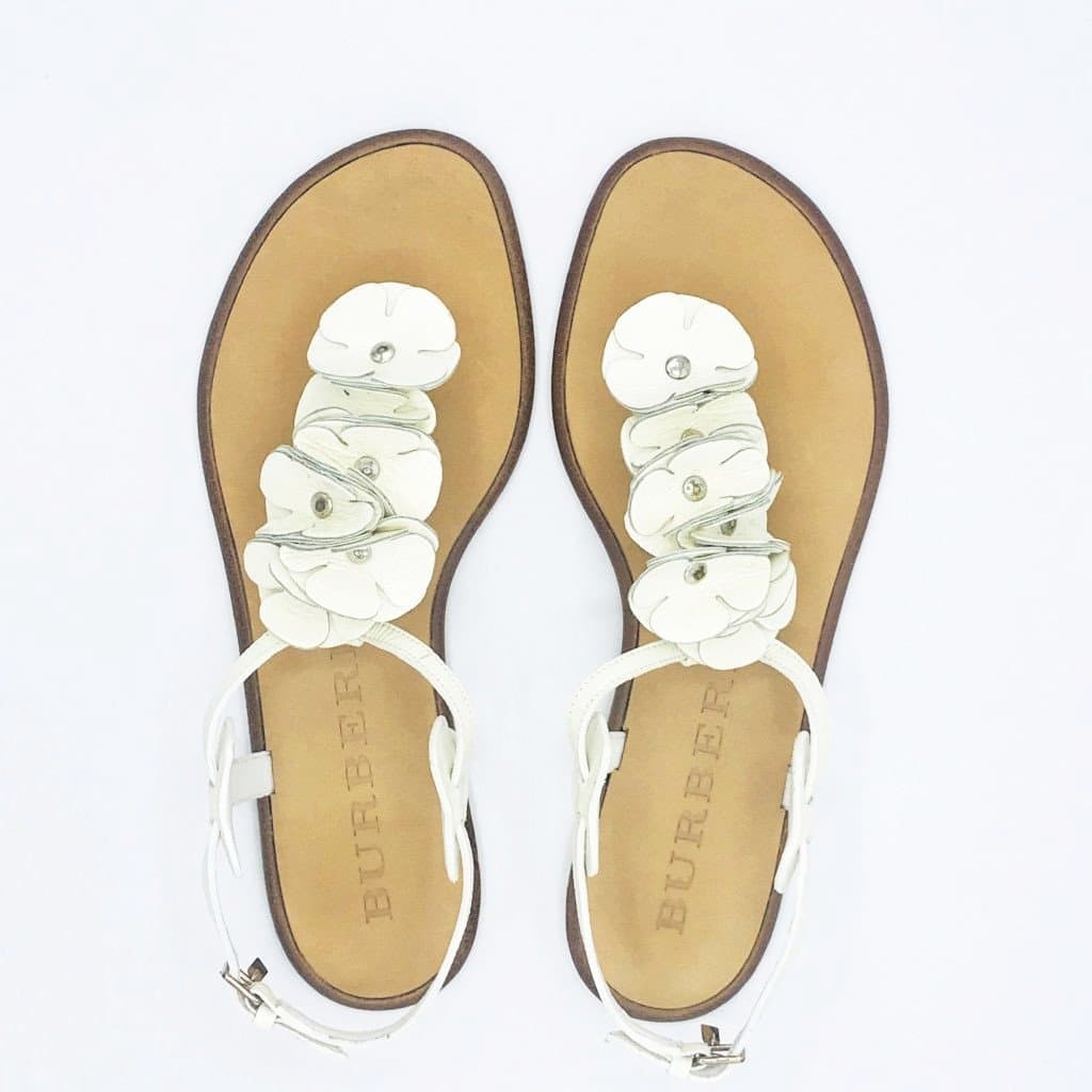 Burberry Sandals Leather Flower Detail - CHIC Kuwait Luxury Outlet
