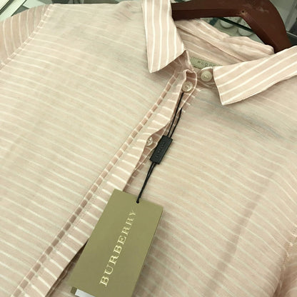 Burberry BRIT Striped Silk-blend Shirt Pink - CHIC Kuwait Luxury Outlet