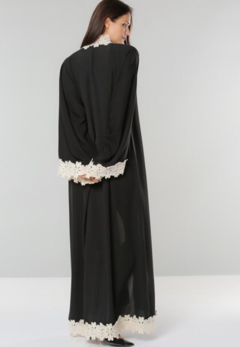 Wide Sleeve Flower embroidery Abaya
