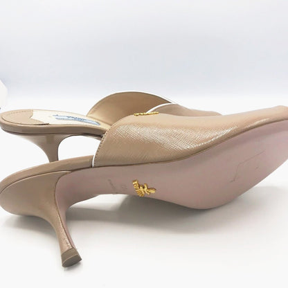 Prada Leather Sandals Heeled beige - CHIC Kuwait Luxury Outlet