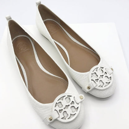 Tory Burch Mini Miller Flats White - CHIC Kuwait Luxury Outlet