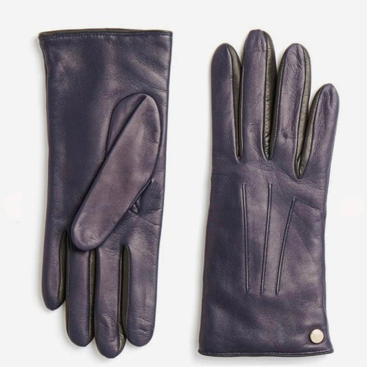 Furla Metropolis Leather Gloves Navy