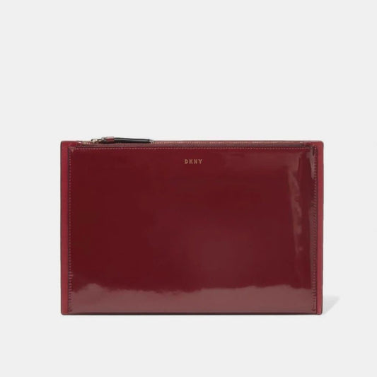 DKNY Paneled Glossed Leather Clutch - CHIC Kuwait Luxury Outlet