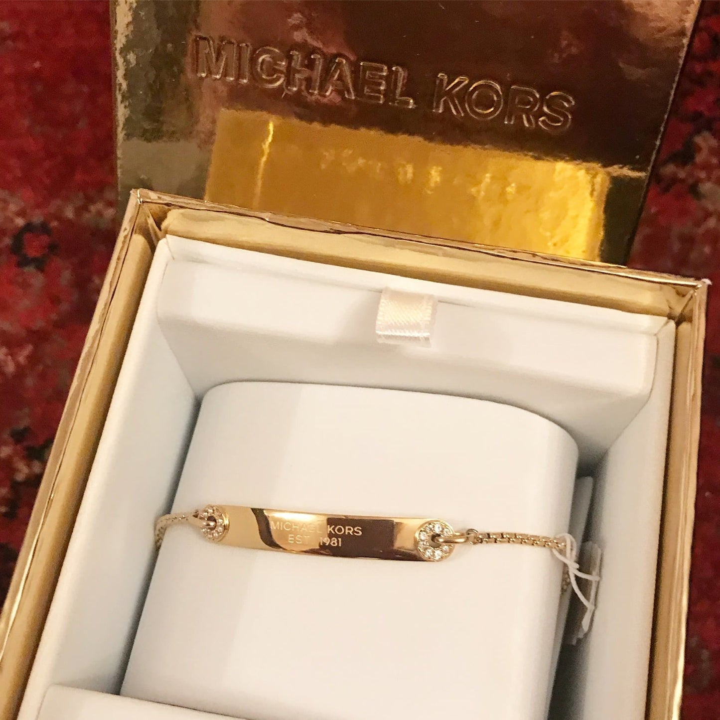 Michael Kors Logo Plate Bracelet Gold - CHIC Kuwait Luxury Outlet