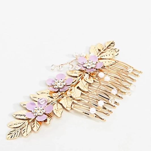 Pastel Flower and leaf Hair Comb - chickuwait.com