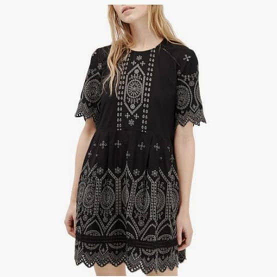 French Connection Josephine Broderie Lace Cotton Black - CHIC Kuwait Luxury Outlet