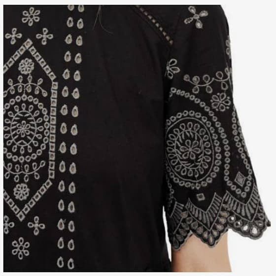 French Connection Josephine Broderie Lace Cotton Black - CHIC Kuwait Luxury Outlet