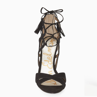 Sam Edelman Suede Black Azela Lace Up Sandals - CHIC Kuwait Luxury Outlet