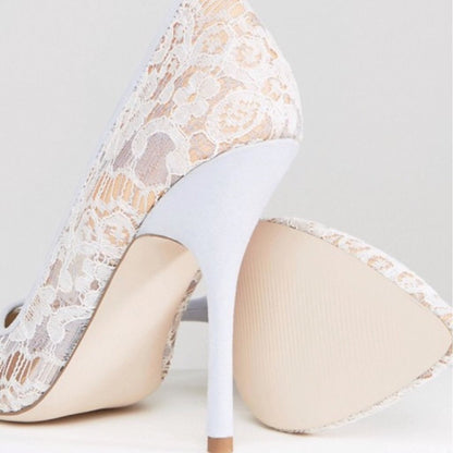 Paper Dolls Lace Overlay Court Shoes - CHIC Kuwait Luxury Outlet